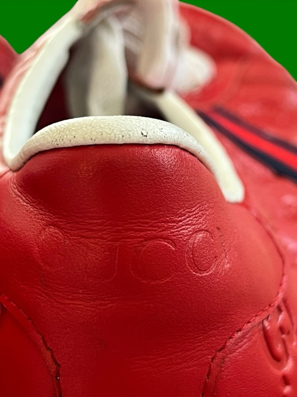 Gucci Ace Web GG Monogram Low Top Sneakers Red Leather US 11 EU 44 Pre Owned - Picture 5 of 10